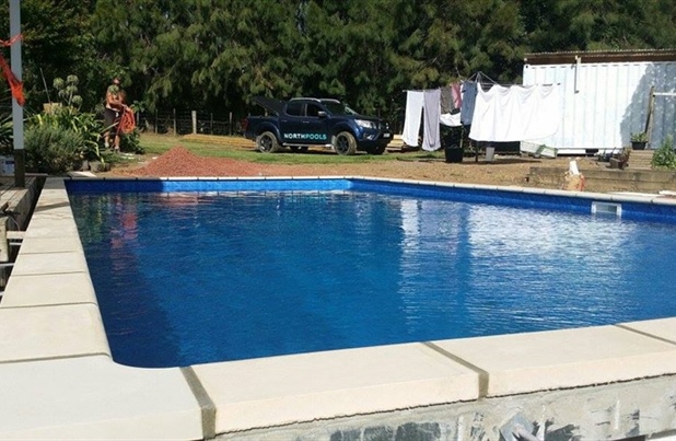 Cascade pool being installed by Northpools Whangarei