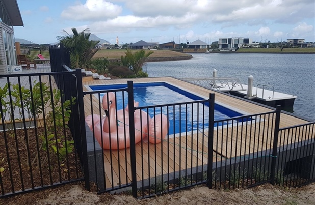 In ground swimming pool installed at Marsden Cove, One Tree Point